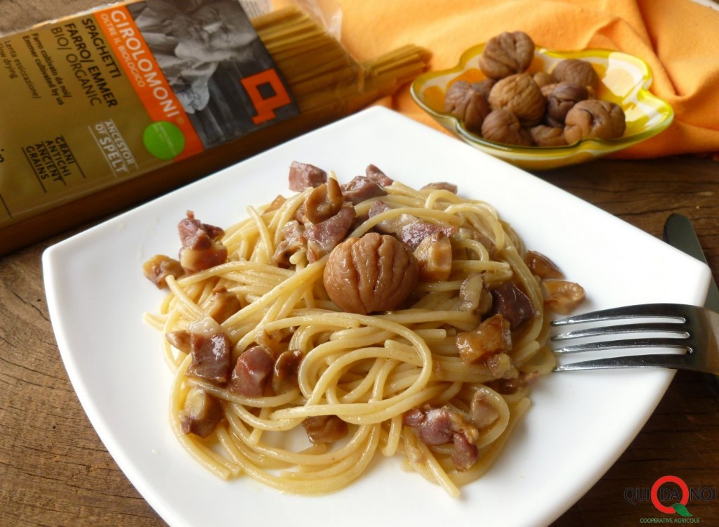 Spaghetti farro e castagne macro- Grassi