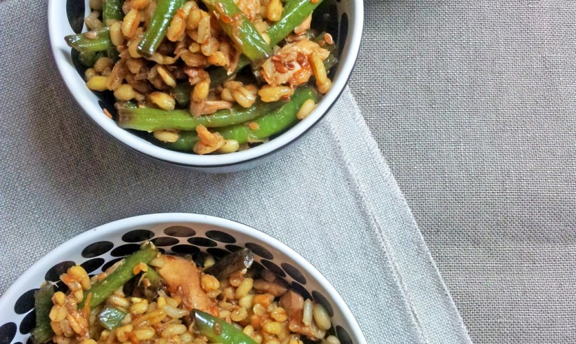 INSALATA DI CEREALI CON SGOMBRO E FAGIOLINI AL SESAMO