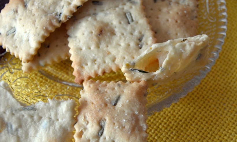 CRACKERS AL LIMONE E AL ROSMARINO CON GLI SCARTI DEL LIEVITO MADRE