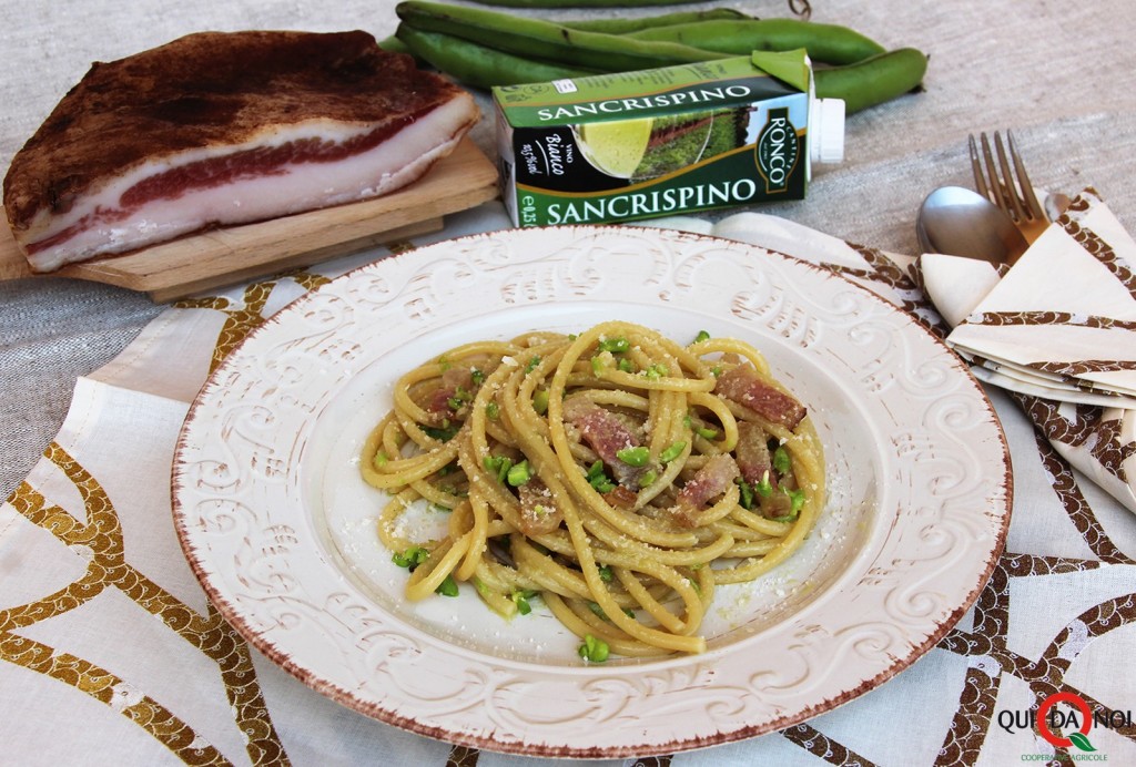 Pasta alla gricia fave e pecorino1