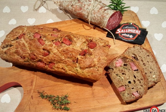 Plumcake salato con ricotta, erbette e salame campagnolo (senza glutine e senza lattosio)