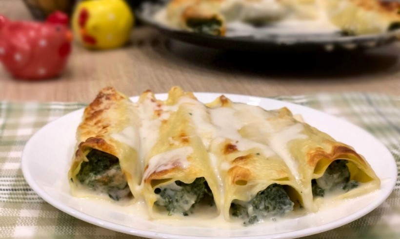 Cannelloni con spinaci e ricotta