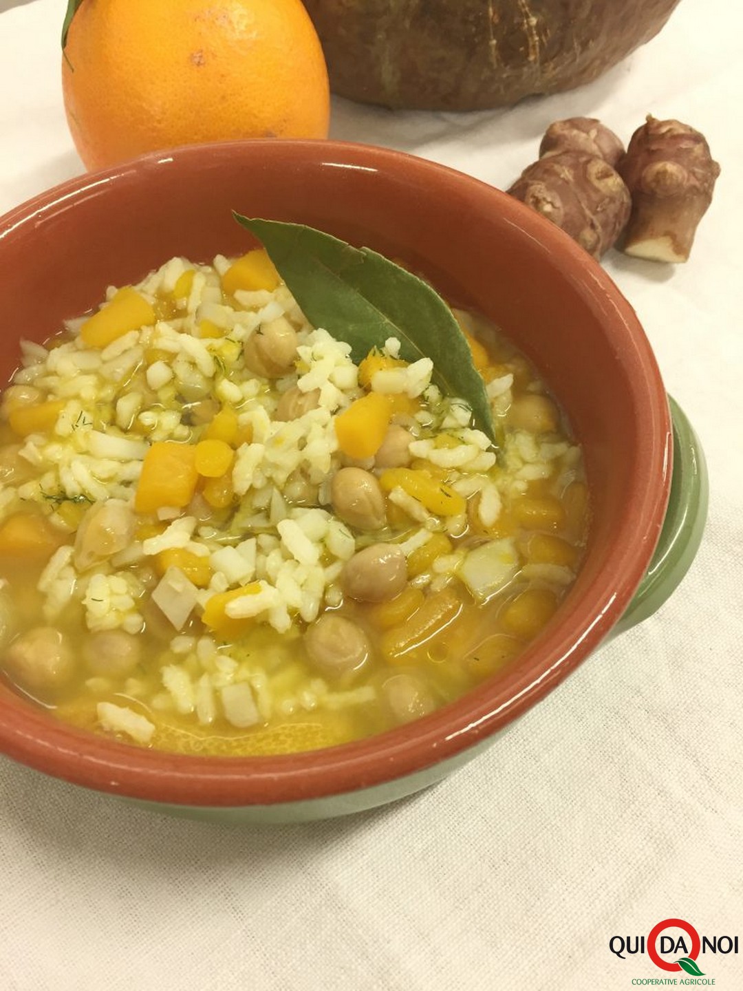 Zuppa con riso, ceci e olio agli agrumi - Micaela Ferri