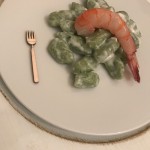 Gnocchi verdi, burrata e gambero di Santa Margherita