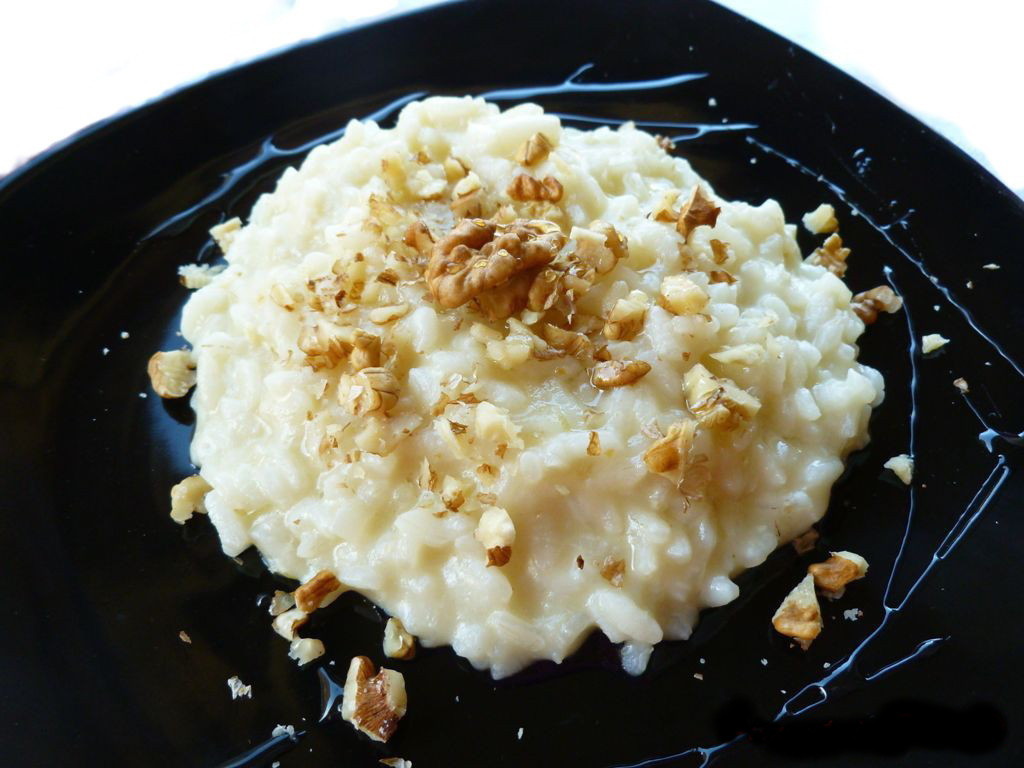 Risotto al Castelmagno, miele e noci