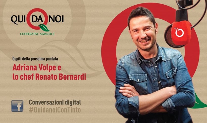 #QuidanoiConTinto: questa sera in diretta facebook con Adriana Volpe e lo chef Renato Bernardi