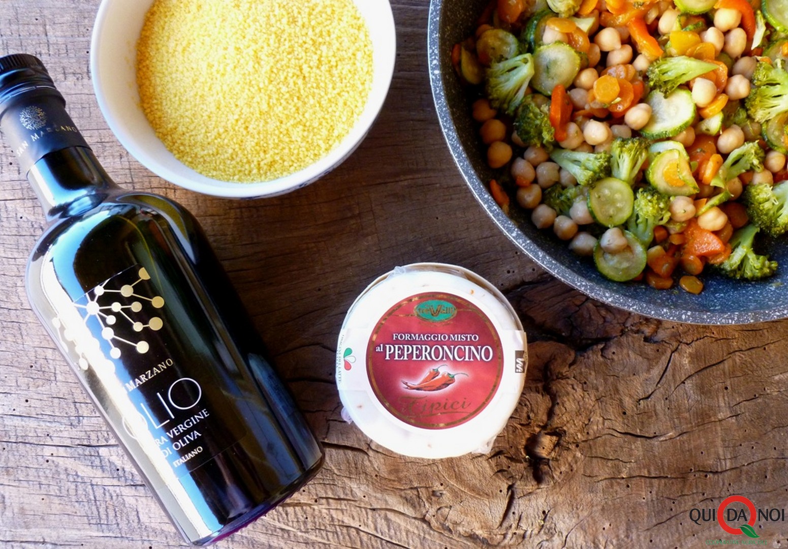 Insalata di cuscus e formaggio al peperoncino- ingredienti -Grassi