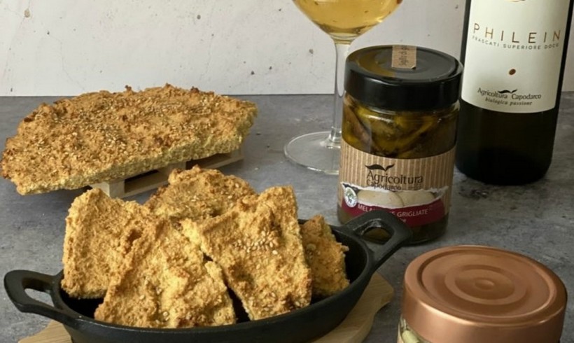 Focaccia di ceci per l’aperitivo con i prodotti Agricoltura Capodarco