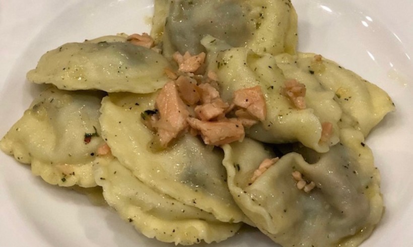 Tortelli alle zucchine disidratate Farris con salmone