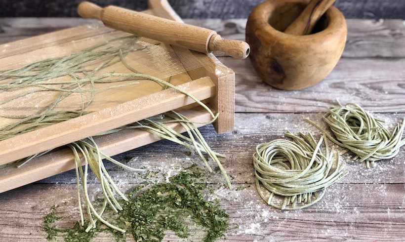 Spaghetti alla chitarra agli spinaci